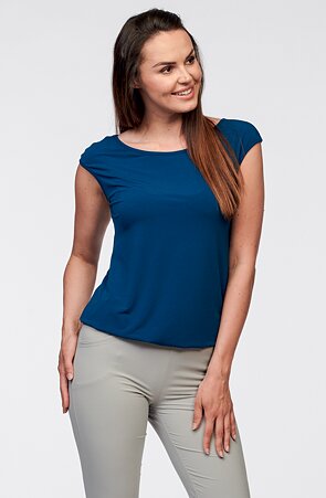 Elegantní modrá dámská halenka do gumičky 7736